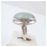 Sterling Silver Green Moon Stone? Ring. Size 8