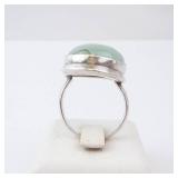 Sterling Silver Green Moon Stone? Ring. Size 8
