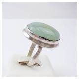 Sterling Silver Green Moon Stone? Ring. Size 8