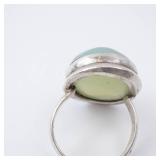 Sterling Silver Green Moon Stone? Ring. Size 8