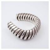 Sterling Silver Flexible Rope Ring. - Open Adjustable Band. Size 8-9.