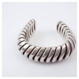 Sterling Silver Flexible Rope Ring. - Open Adjustable Band. Size 8-9.