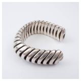 Sterling Silver Flexible Rope Ring. - Open Adjustable Band. Size 8-9.