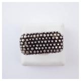Sterling Silver Chunky Beaded Statement Ring. Size 8.