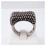 Sterling Silver Chunky Beaded Statement Ring. Size 8.