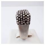 Sterling Silver Chunky Beaded Statement Ring. Size 8.
