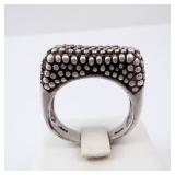 Sterling Silver Chunky Beaded Statement Ring. Size 8.