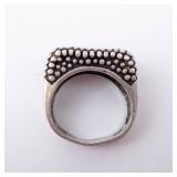 Sterling Silver Chunky Beaded Statement Ring. Size 8.