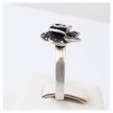 Marcasite Sterling Silver Rose Ring - Vintage Floral Band