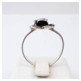 Marcasite Sterling Silver Rose Ring - Vintage Floral Band