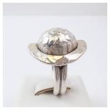 Sterling Silver Hammered Dome Ring - Size 5.5