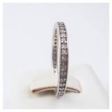 Sterling Silver Lab-Grown Diamond Band. Size 7.