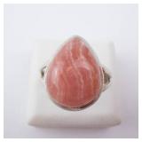 Pink Agate Sterling Silver Ring - Size 8.25