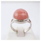 Pink Agate Sterling Silver Ring - Size 8.25