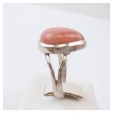 Pink Agate Sterling Silver Ring - Size 8.25