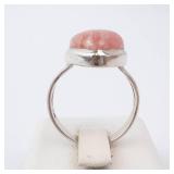 Pink Agate Sterling Silver Ring - Size 8.25