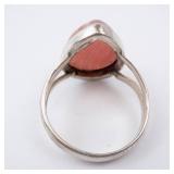 Pink Agate Sterling Silver Ring - Size 8.25
