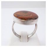 Sterling Silver Ring with Agate - Size 9