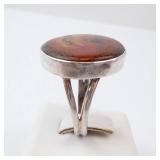 Sterling Silver Ring with Agate - Size 9