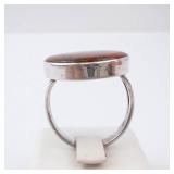 Sterling Silver Ring with Agate - Size 9