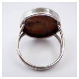 Sterling Silver Ring with Agate - Size 9