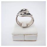 Sterling Silver Wrap Ring with Black Enamel & Bead Accents. Size 8