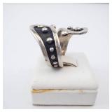 Sterling Silver Wrap Ring with Black Enamel & Bead Accents. Size 8