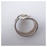 Sterling Silver Wrap Ring with Black Enamel & Bead Accents. Size 8