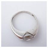 Solitaire CZ Sterling Silver Ring - Size 7.75