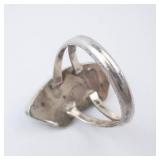 Native Ring - Turquoise, Mother of Pearl & Onyx Inlay, Size 6