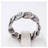 Sterling Silver Swirl Band Ring - Size 6.5