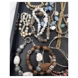 Assorted Jewelry Necklaces & Bracelets - Pearl Strands, Turquoise Beads & Metal Chains