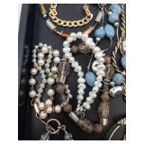 Assorted Jewelry Necklaces & Bracelets - Pearl Strands, Turquoise Beads & Metal Chains