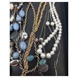 Assorted Jewelry Necklaces & Bracelets - Pearl Strands, Turquoise Beads & Metal Chains