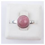 Rhodonite Sterling Silver Ring - Size 8