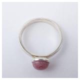 Rhodonite Sterling Silver Ring - Size 8