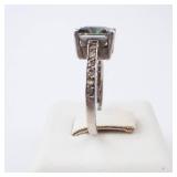 Mystic Topaz Sterling Silver Ring - Size 7 - Cushion Cut with Pavé Band