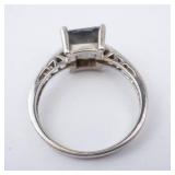 Mystic Topaz Sterling Silver Ring - Size 7 - Cushion Cut with Pavé Band