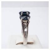 London Blue Topaz Sterling Silver Ring - Three-Stone, Size 8