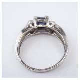 Tanzanite & Created Opal Sterling Ring - Size 9