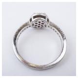 Sterling Silver Ring - Lab-Grown Ruby & CZ, Size 8
