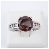 CZ & Garnet Sterling Silver Ring Size 8
