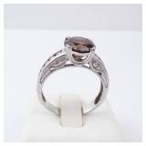 CZ & Garnet Sterling Silver Ring Size 8