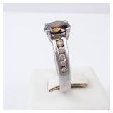CZ & Garnet Sterling Silver Ring Size 8
