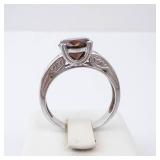 CZ & Garnet Sterling Silver Ring Size 8