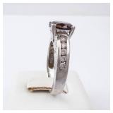 CZ & Garnet Sterling Silver Ring Size 8