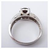 CZ & Garnet Sterling Silver Ring Size 8