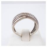 Silver-tone Beaded Multi-Band Ring with Granulated Dots - Stacking Style, Size 8.