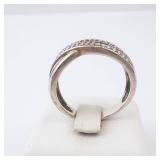 Silver-tone Beaded Multi-Band Ring with Granulated Dots - Stacking Style, Size 8.