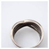 Silver-tone Beaded Multi-Band Ring with Granulated Dots - Stacking Style, Size 8.